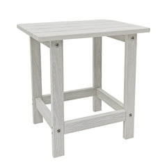 Meluvici white side table front view showing clean lines and weather resistance benefit