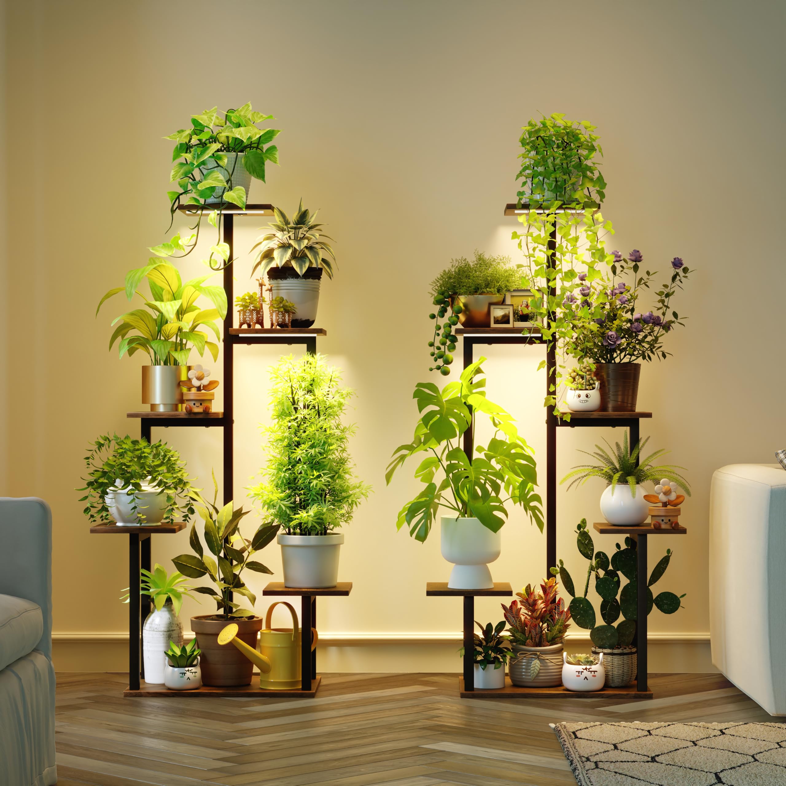 MemoCastle front view showing two tiered stands and balanced plant display benefit