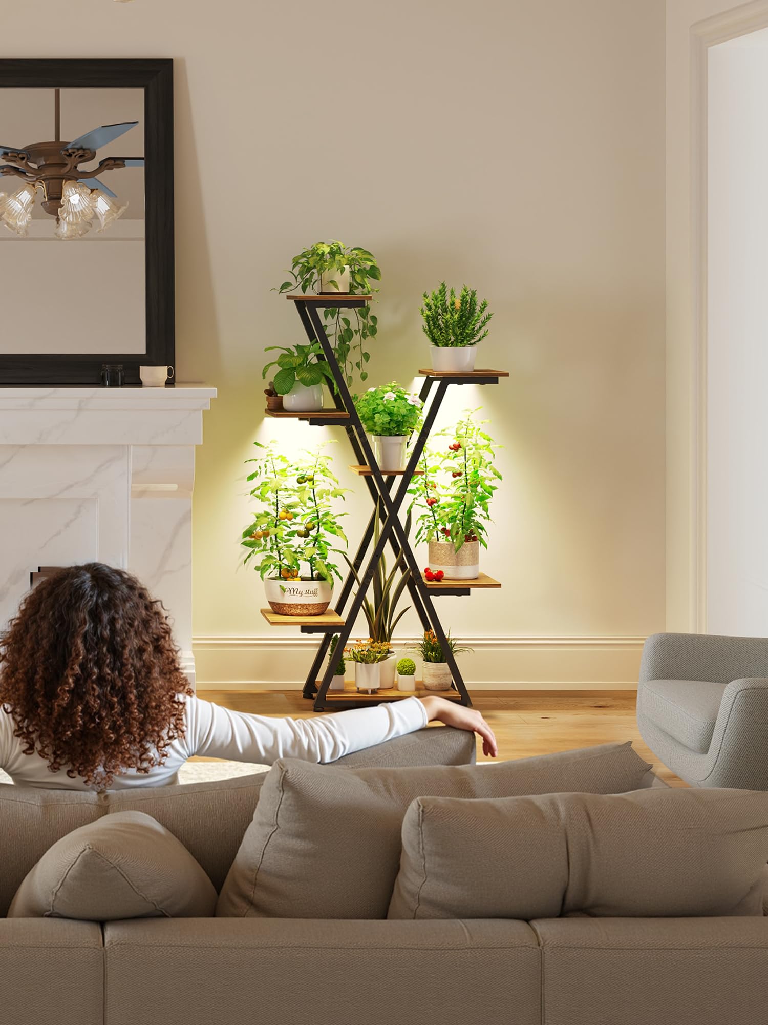 MemoCastle shelves holding large pots and heavy planters securely