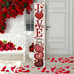 Memorywuu front view of tall Valentine porch sign creating welcoming curb appeal