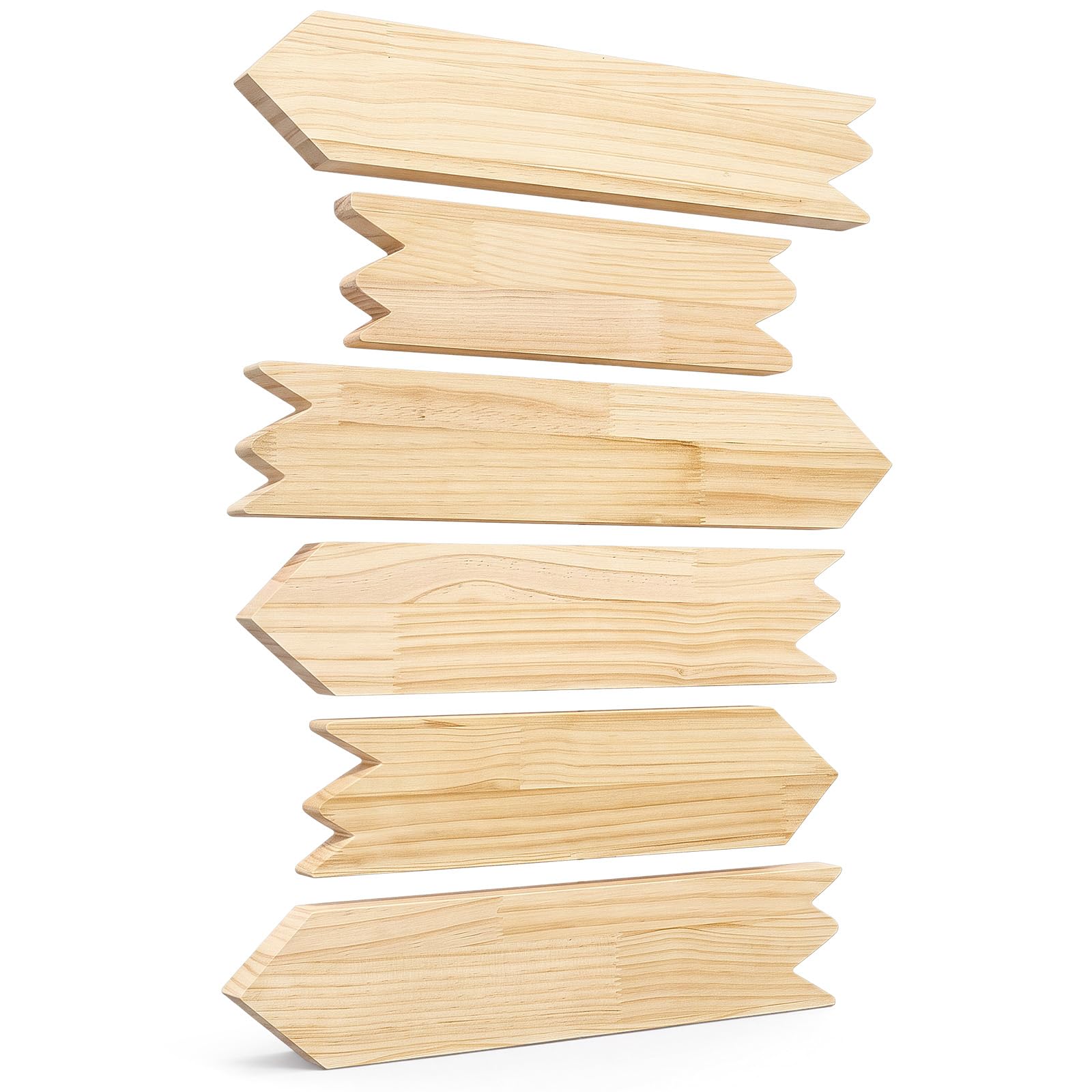 Memorywuu front view six arrow signs showing blank pine canvases for easy customization