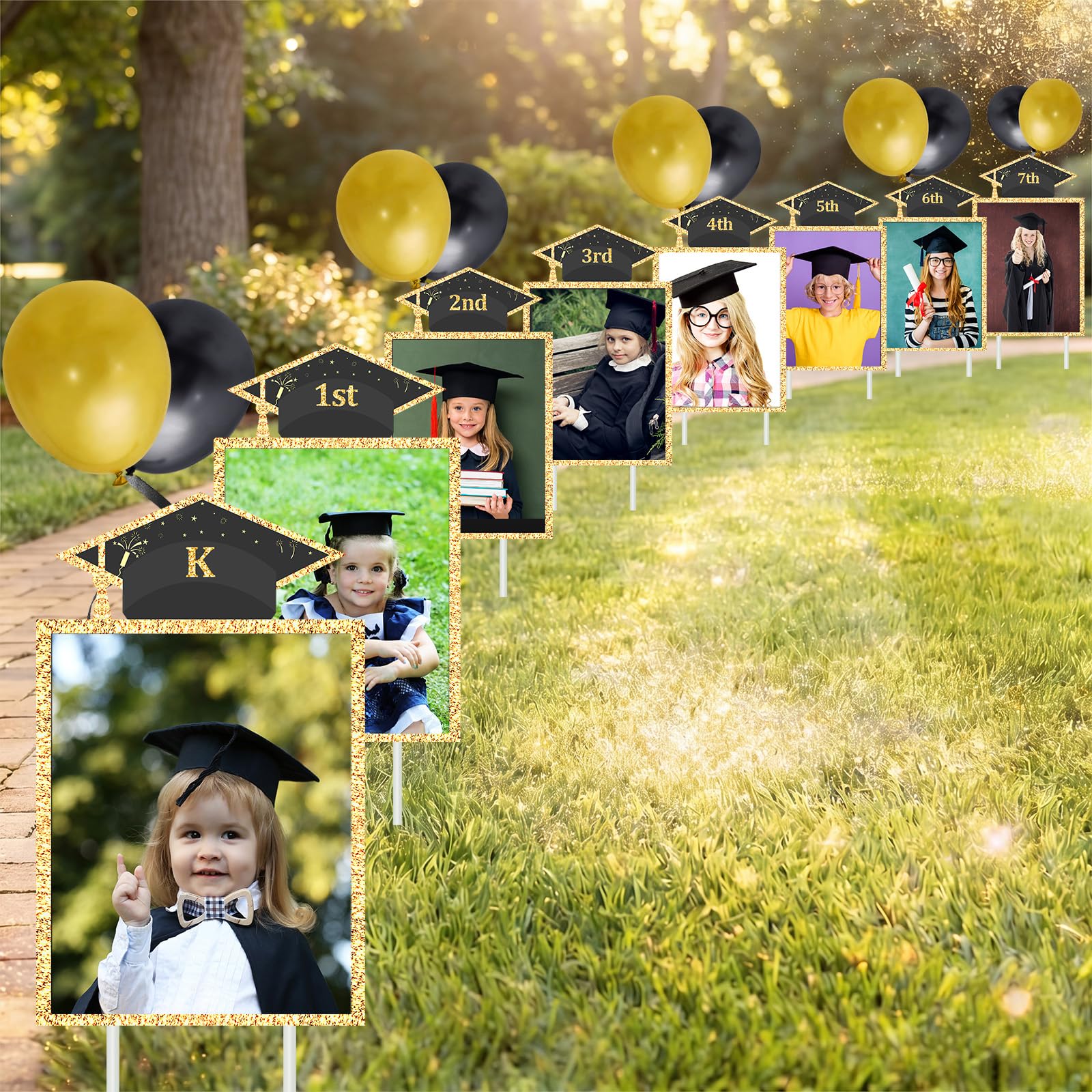 Memorywuu clustered signs under lights showing festive party presentation