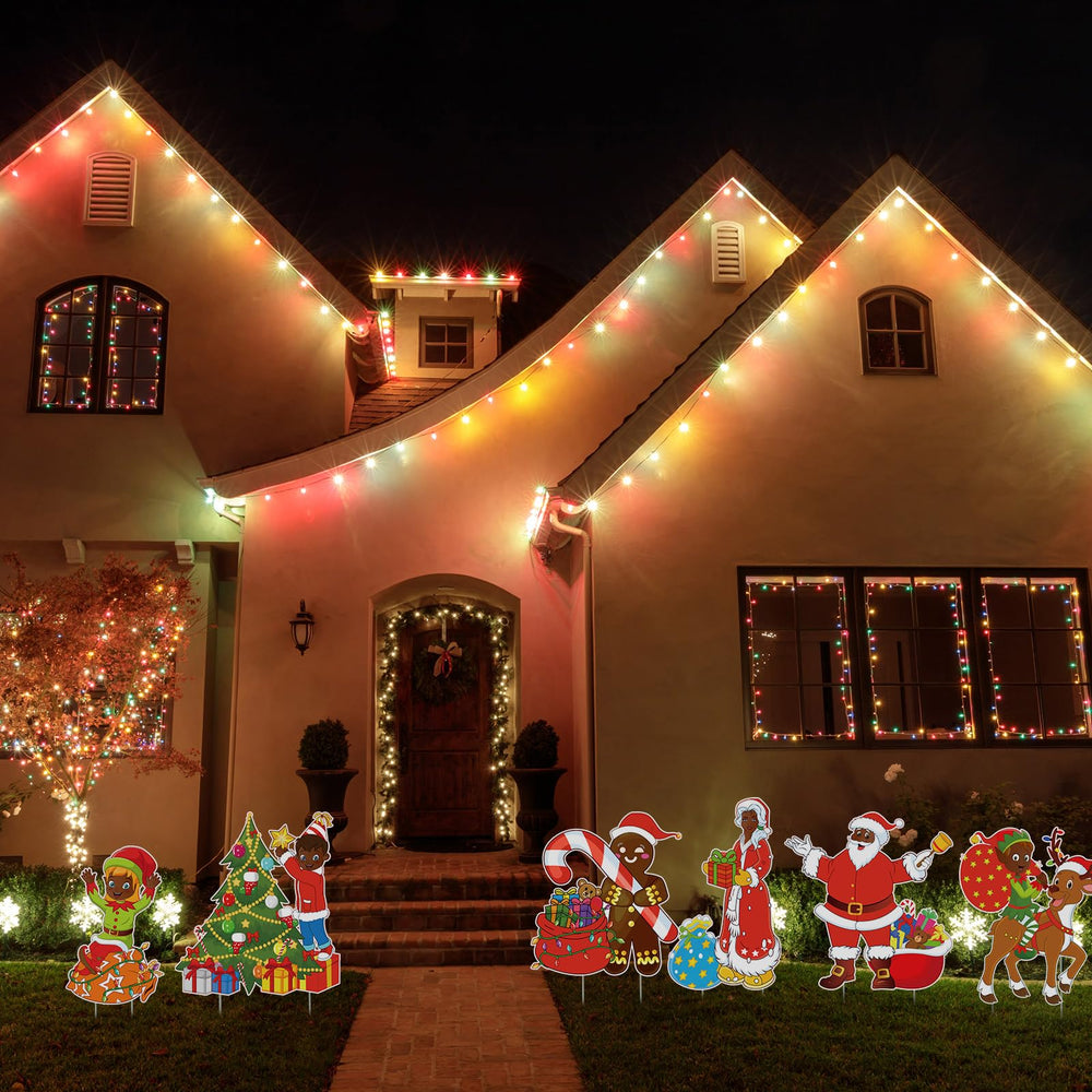 Memorywuu evening lawn row arrangement creating welcoming holiday atmosphere