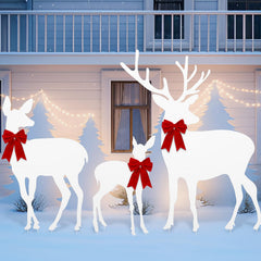 Memorywuu front view of three white reindeer silhouettes showing festive curb appeal
