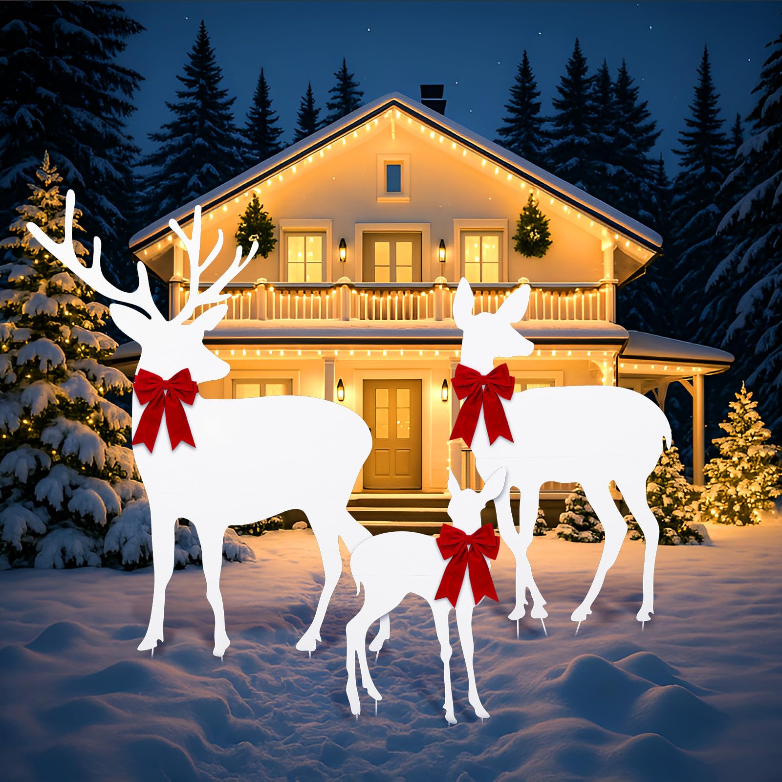 Memorywuu reindeer set staged in a garden creating warm seasonal atmosphere