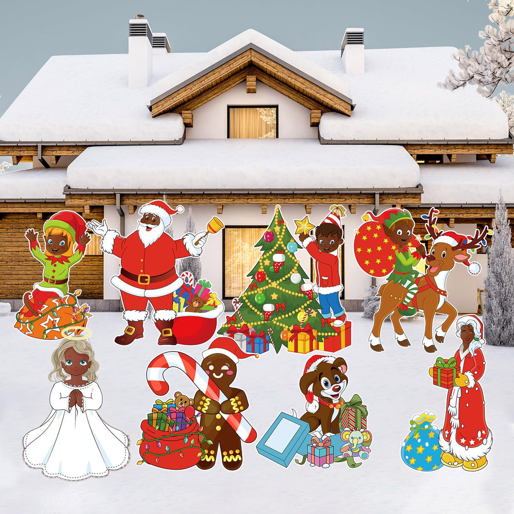 Memorywuu grouping of Santa gingerbread and tree design for inclusive decor