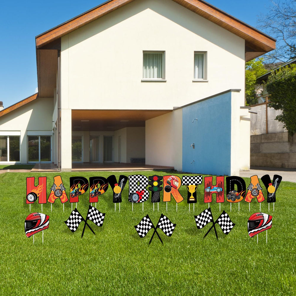 Memorywuu display next to child and driveway showing scale and strong street visibility