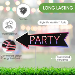 Memorywuu sign installed on lawn guiding guests with visible arrows