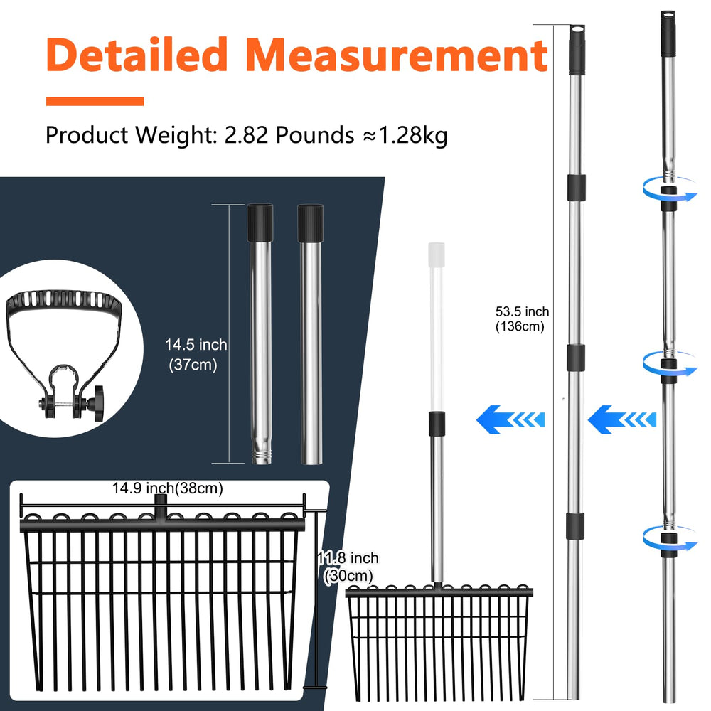 MENGBEI close-up of sharp steel tines and curved head for better penetration