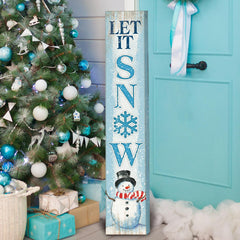 Menkxi front view snowman sign adding winter curb appeal