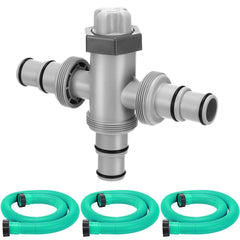 Menkxi split valve front view showing dual outlets and threaded collar for easy control
