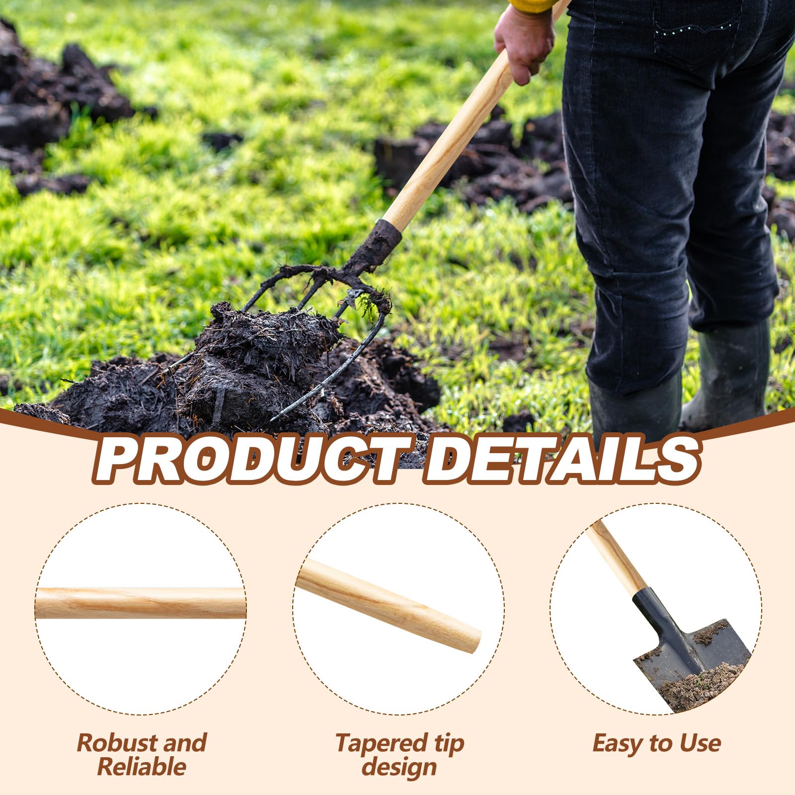 menkxi tapered tip detail for easy installation and secure fit to shovel head