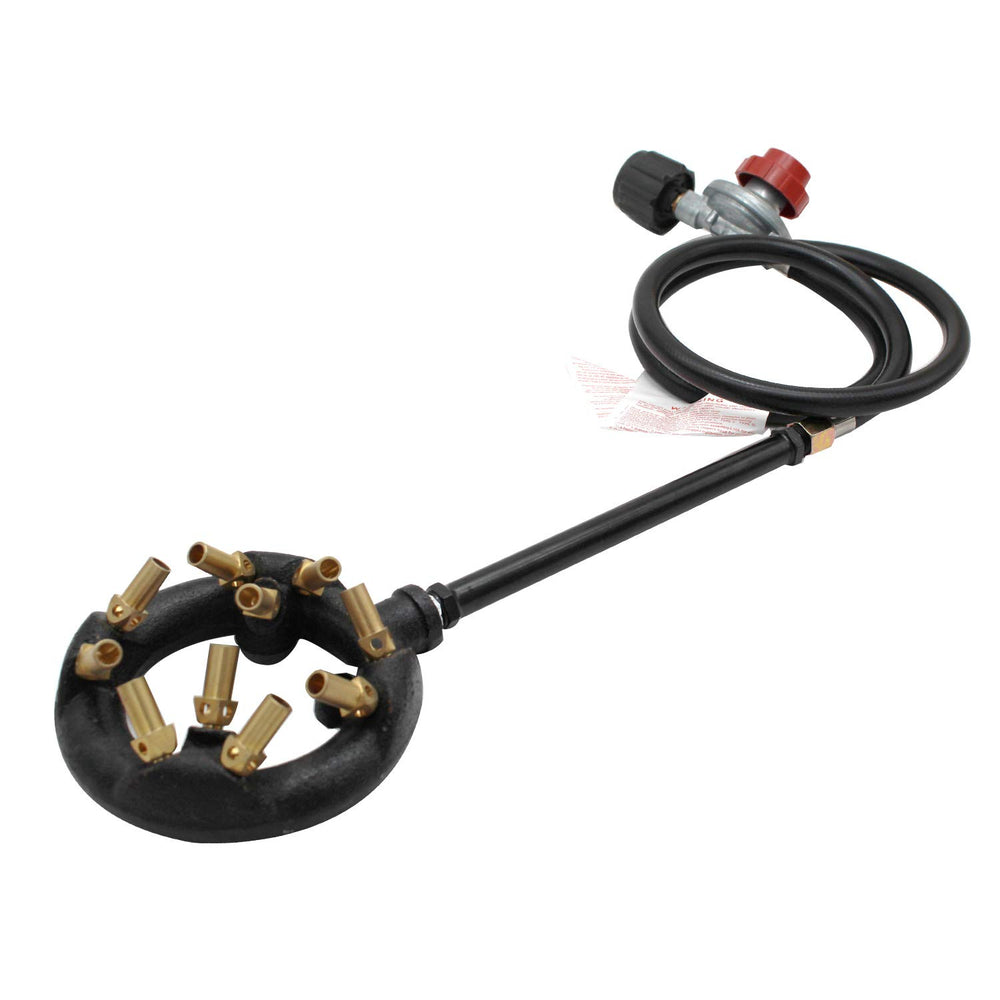 MENSI cast iron burner front view showing ten jets and durable finish for consistent heat