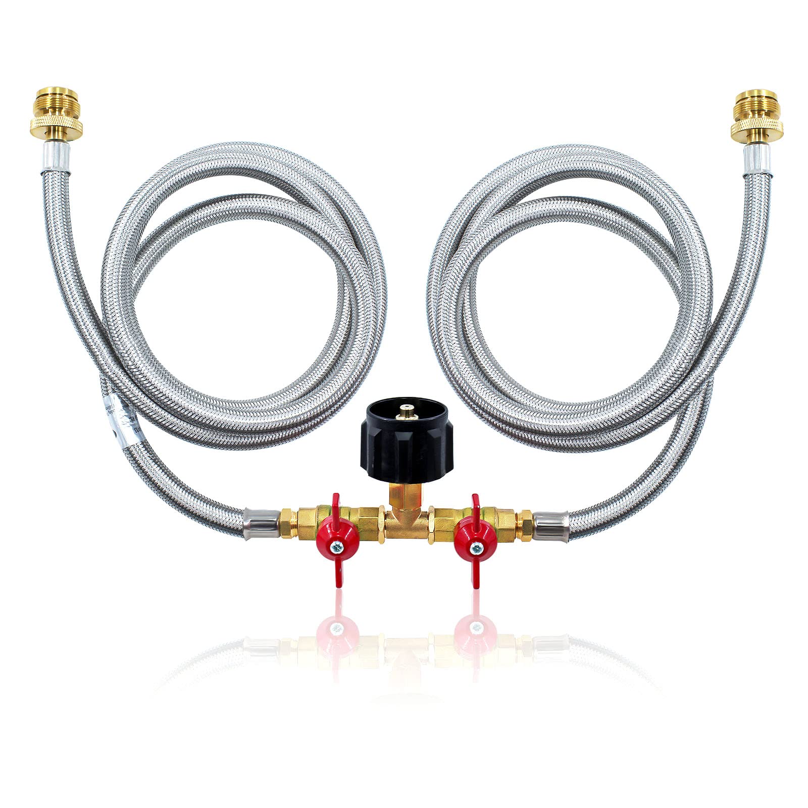 MENSI front assembly showing Y-splitter and two QCC1 outlets for versatile fueling