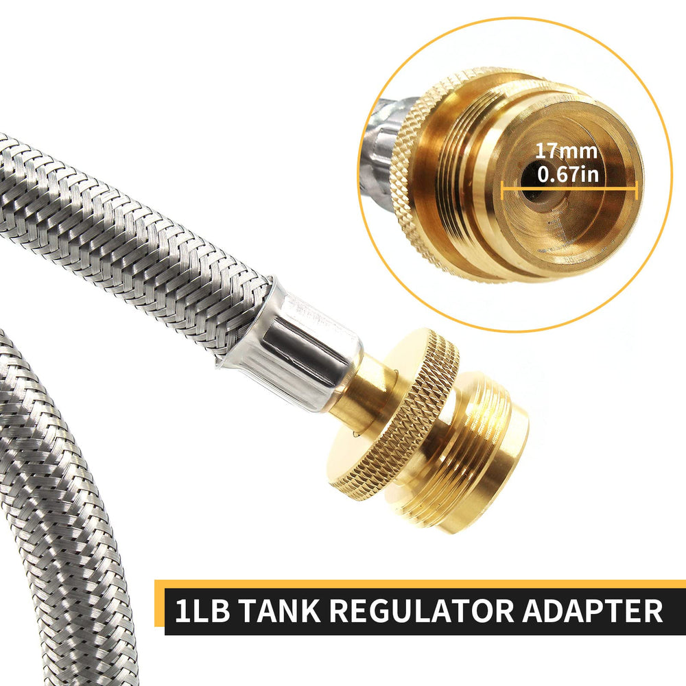 MENSI adapter connected to camping grill for quick portable outdoor cooking