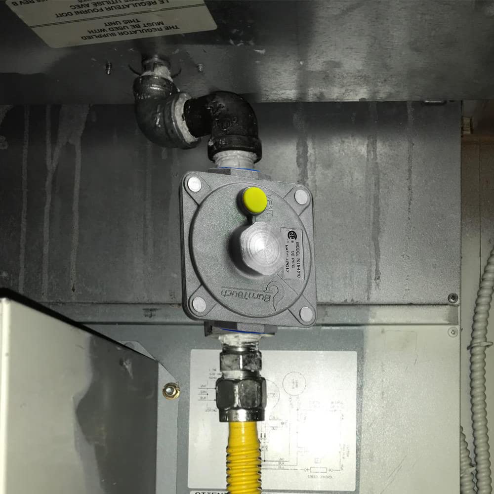 MENSI regulator installed under range demonstrating tidy fit and safe pressure control