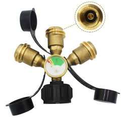 MENSI three outlets detail showing male threads and check valve safety features