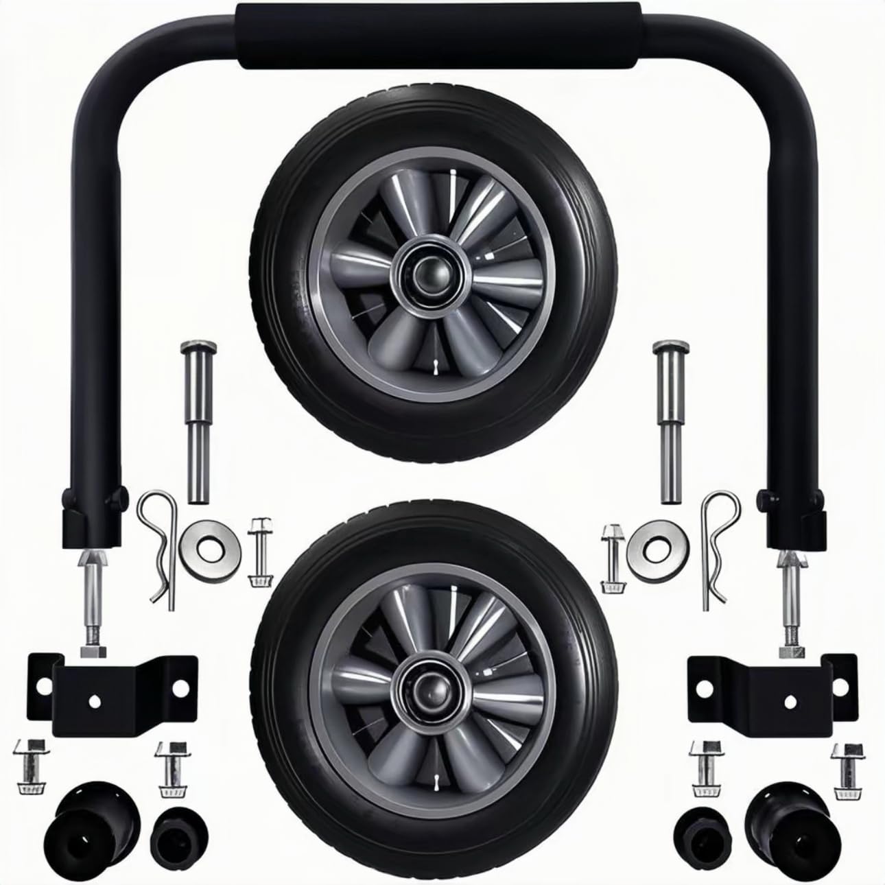 menxigoc front view of installed wheel and handle kit showing improved portability