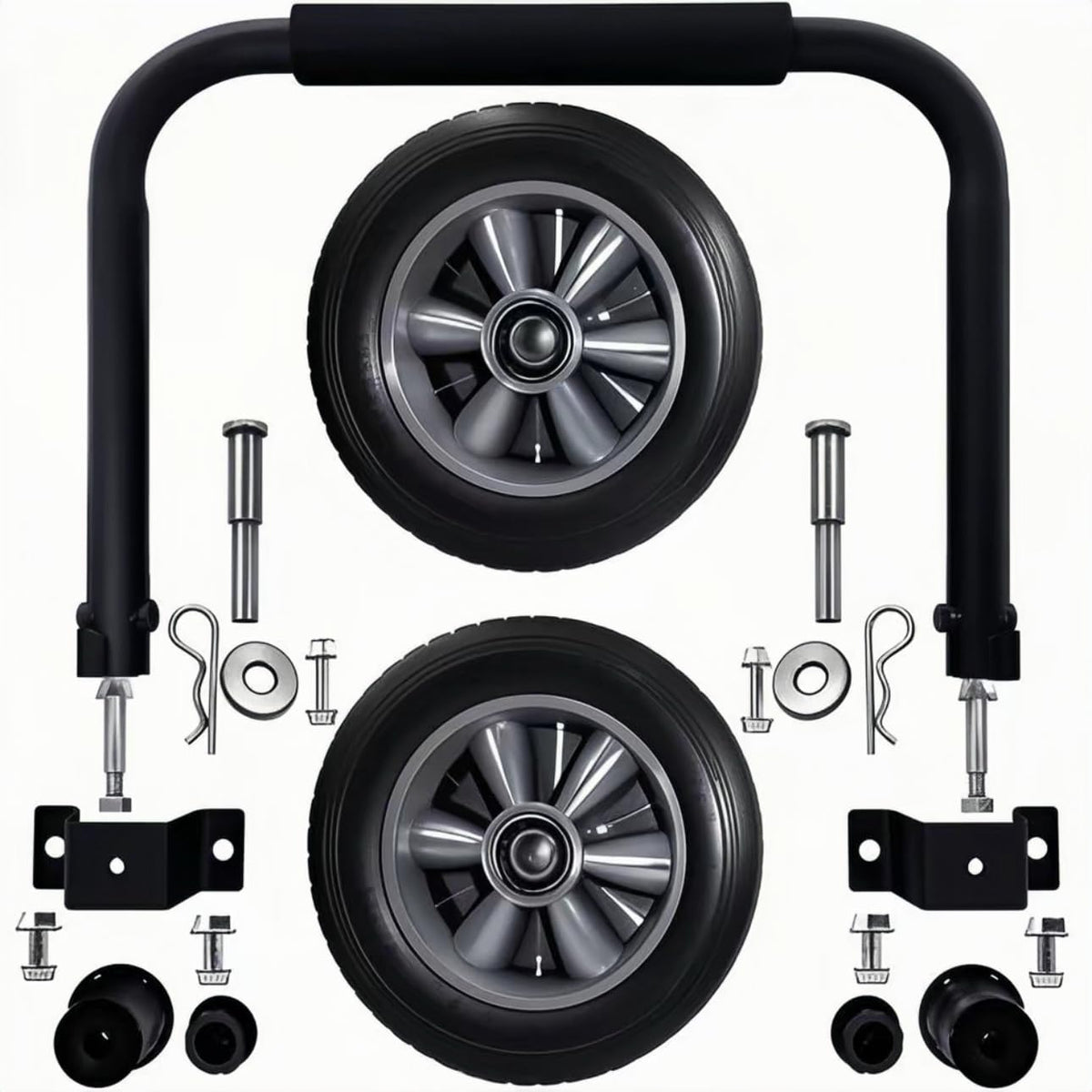 menxigoc front view of installed wheel and handle kit showing improved portability