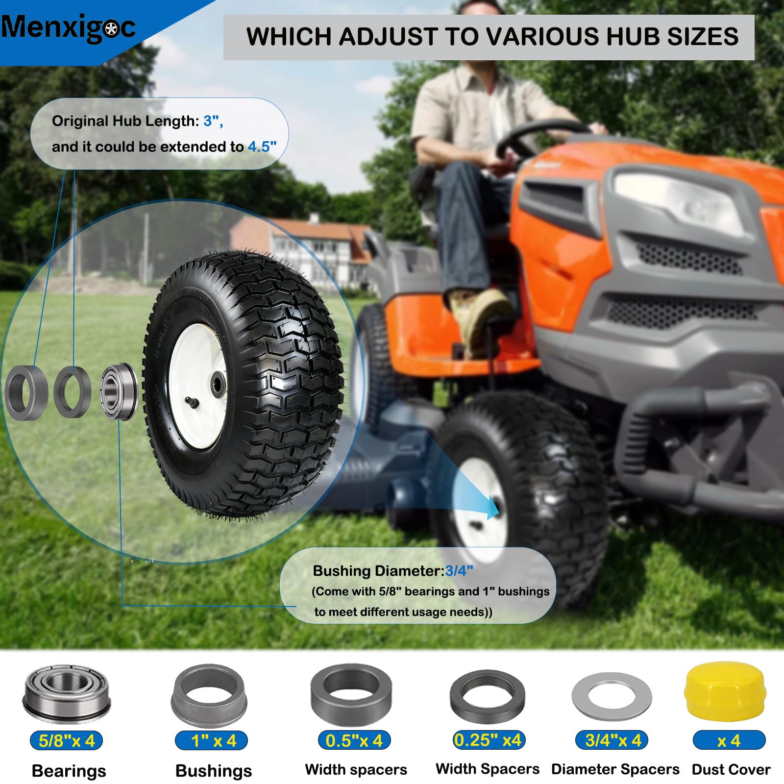 menxigoc tire on wet grass showing improved traction and drainage