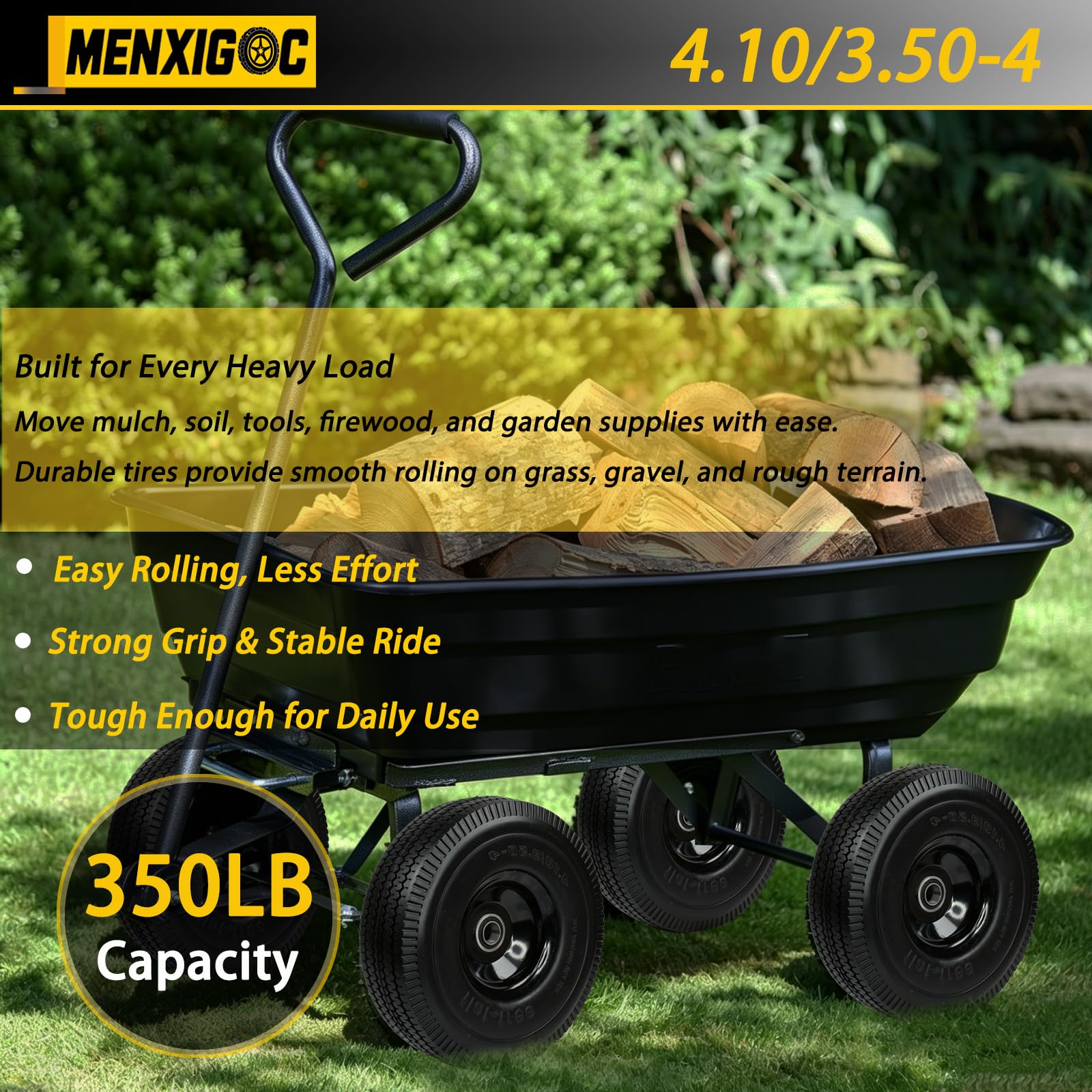 menxigoc lifestyle garden hauling scene showing puncture-free performance benefit
