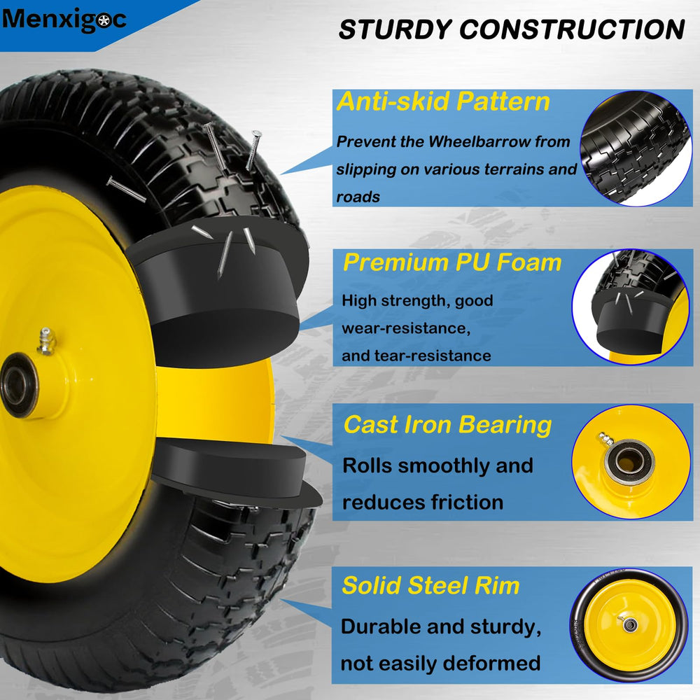 menxigoc PU foam tire tread detail showing puncture-resistant texture