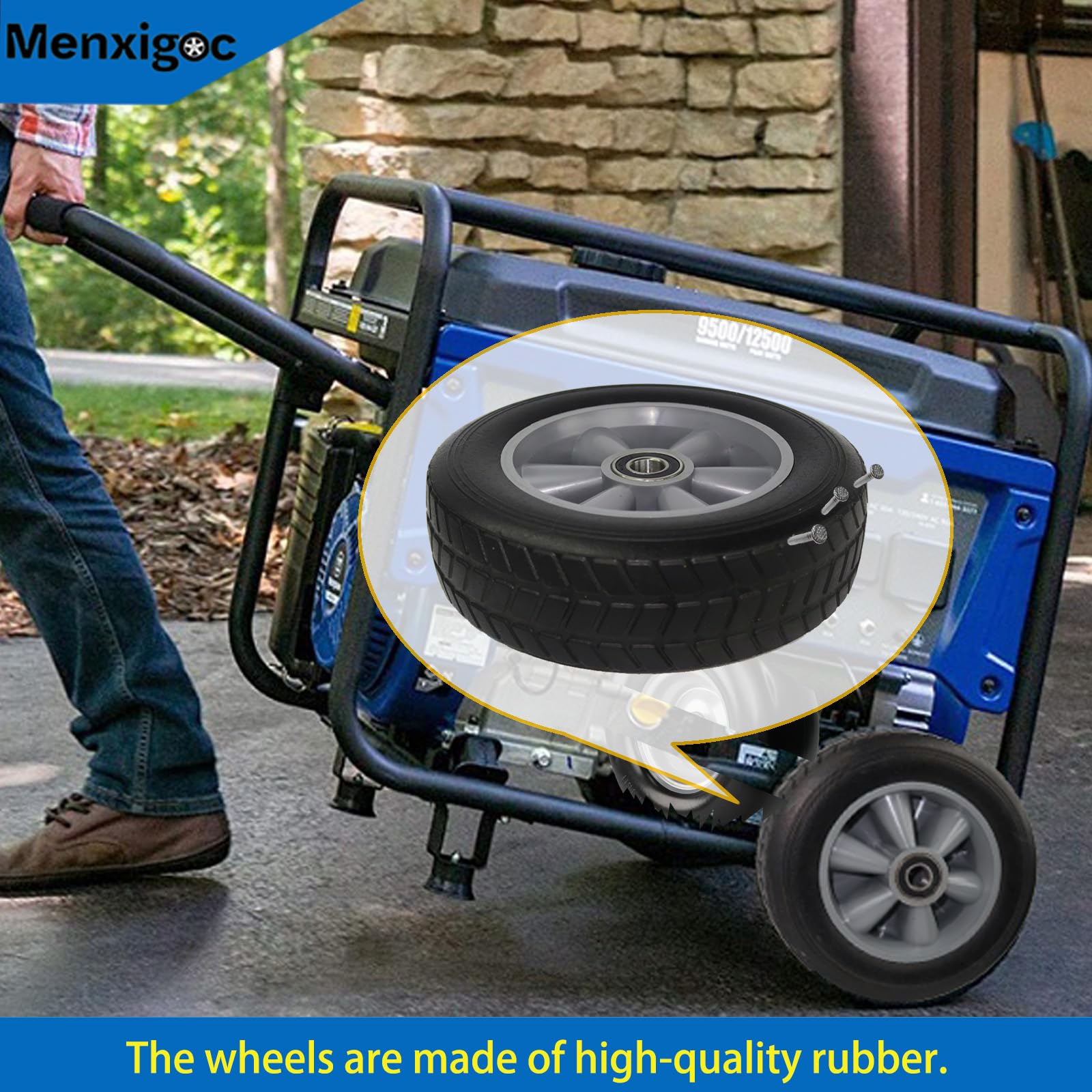 menxigoc wheel kit next to measuring tape showing compact footprint and scale
