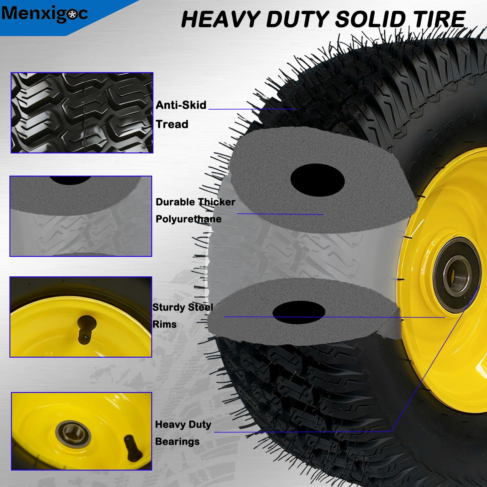 menxigoc wheel next to ruler showing 15x6-6 scale for correct fit