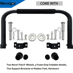 menxigoc detailed shot of 8-inch rubber wheel tread for puncture resistance