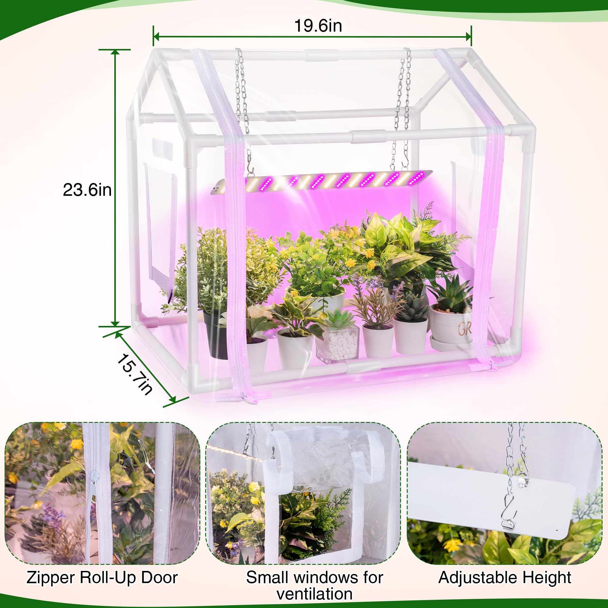 Meonum thick PVC cover detail protecting plants from rain and wind
