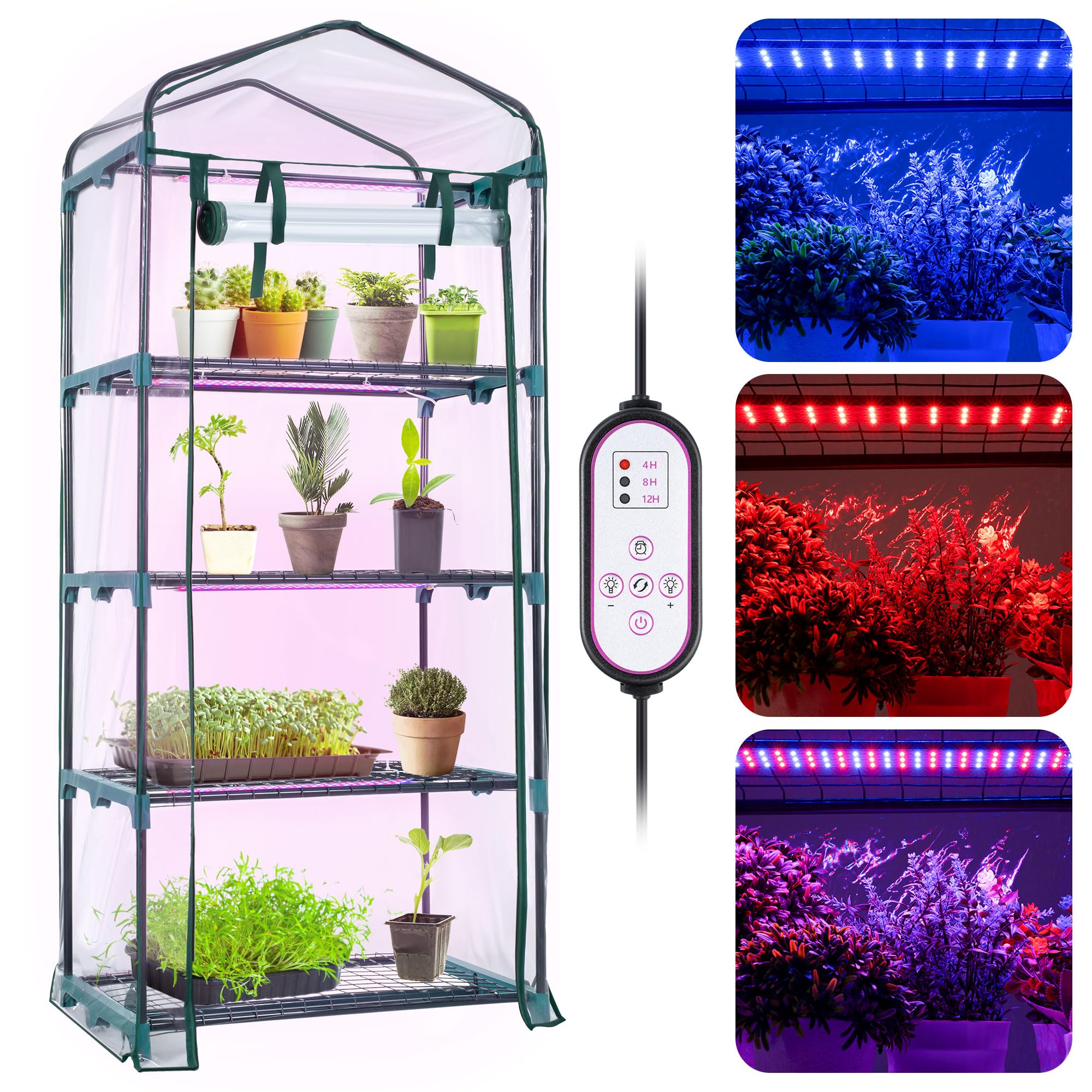 Meonum front view assembled greenhouse showing compact footprint and capacity