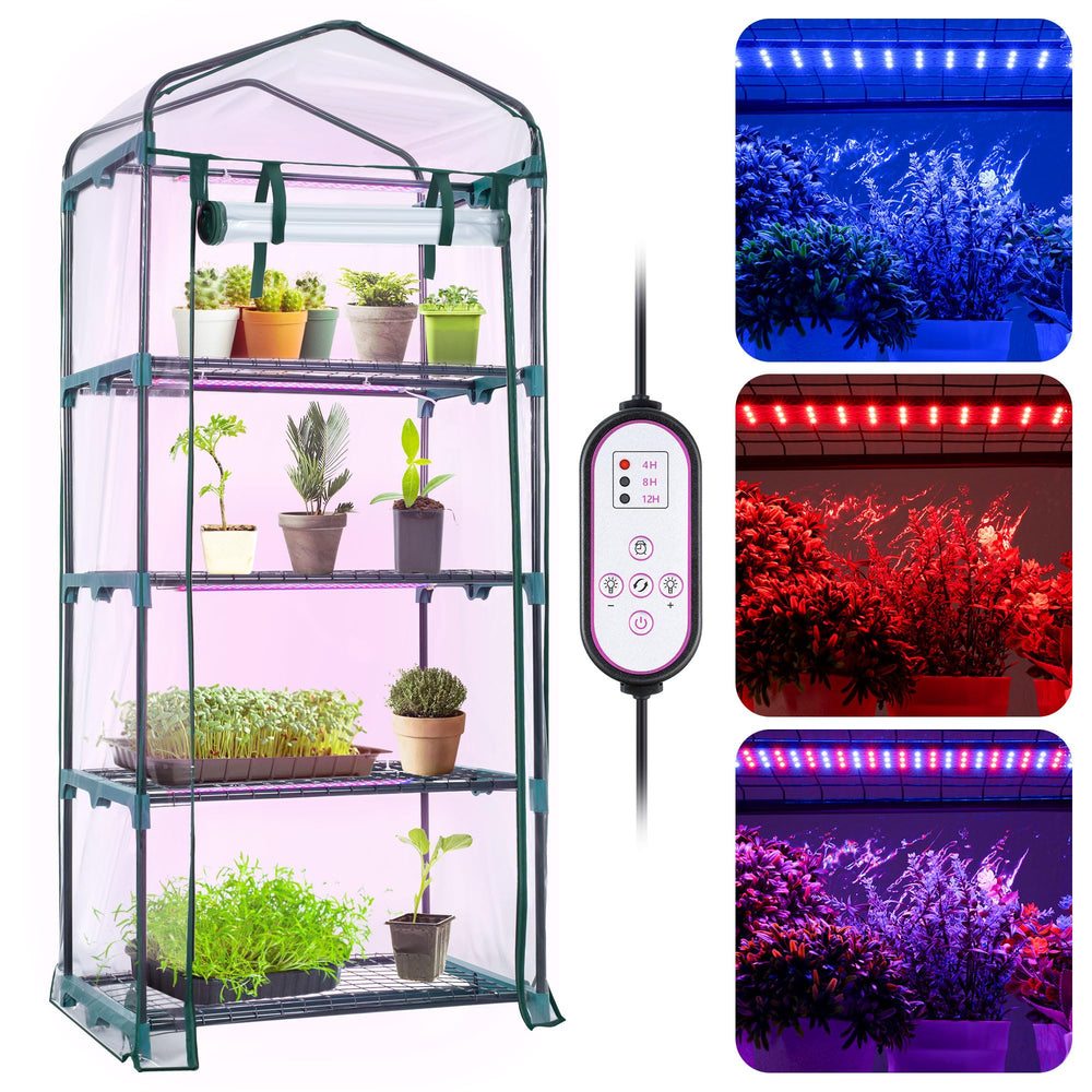 Meonum front view assembled greenhouse showing compact footprint and capacity