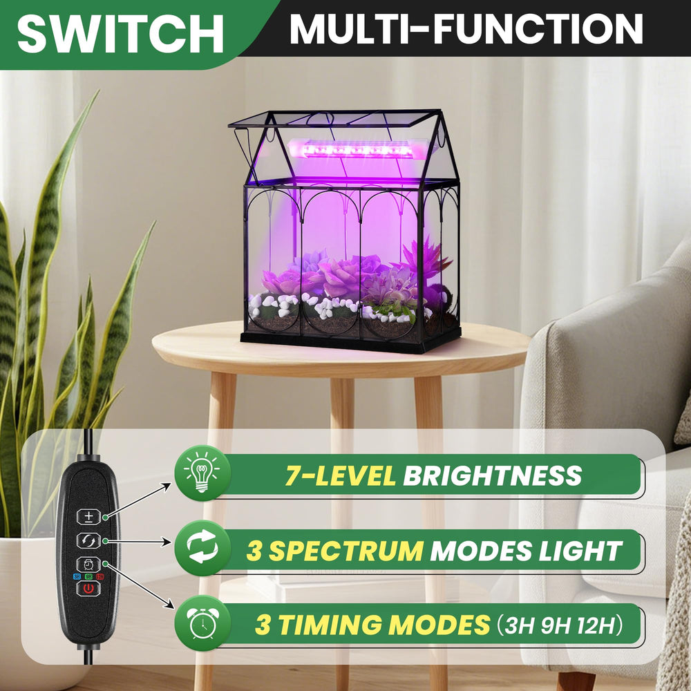 Meonum LED strip closeup highlighting 5W red-blue diodes benefit: targeted plant light