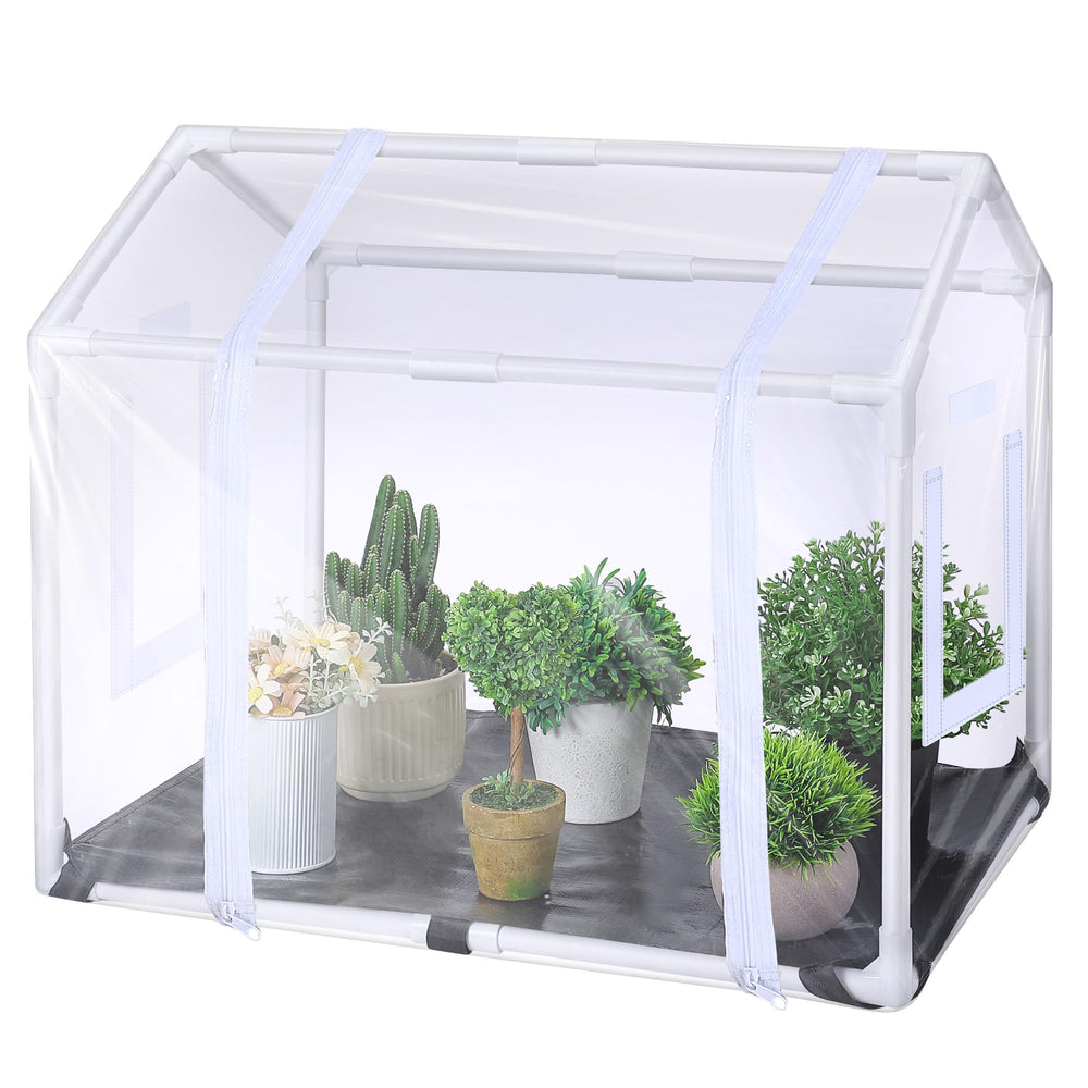 Meonum mini greenhouse front view showing compact protection benefits