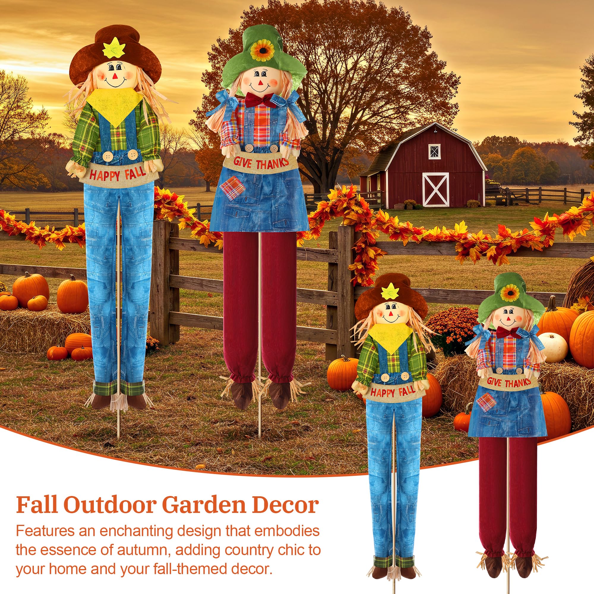 Meonum couple scarecrows on porch creating inviting autumn ambiance