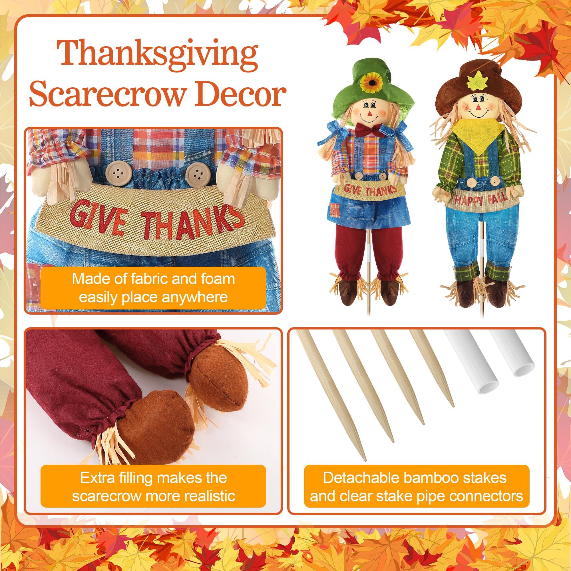Meonum scarecrows styled on a porch adding cozy seasonal charm