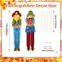 Meonum scarecrows staked in yard adding curb appeal and seasonal charm