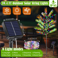 Meonum bottle tree styled with colorful glass bottles creating festive look