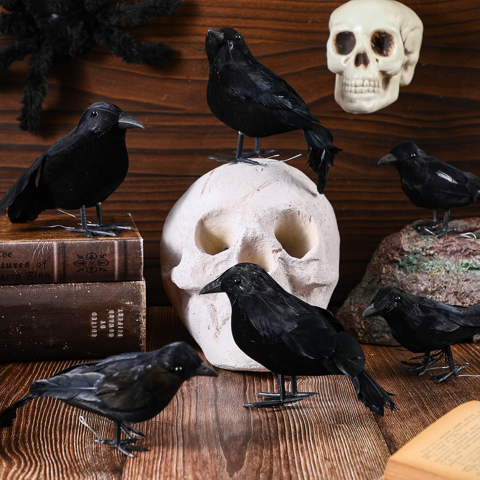 Meooeck crow next to a hand showing size scale and placement flexibility