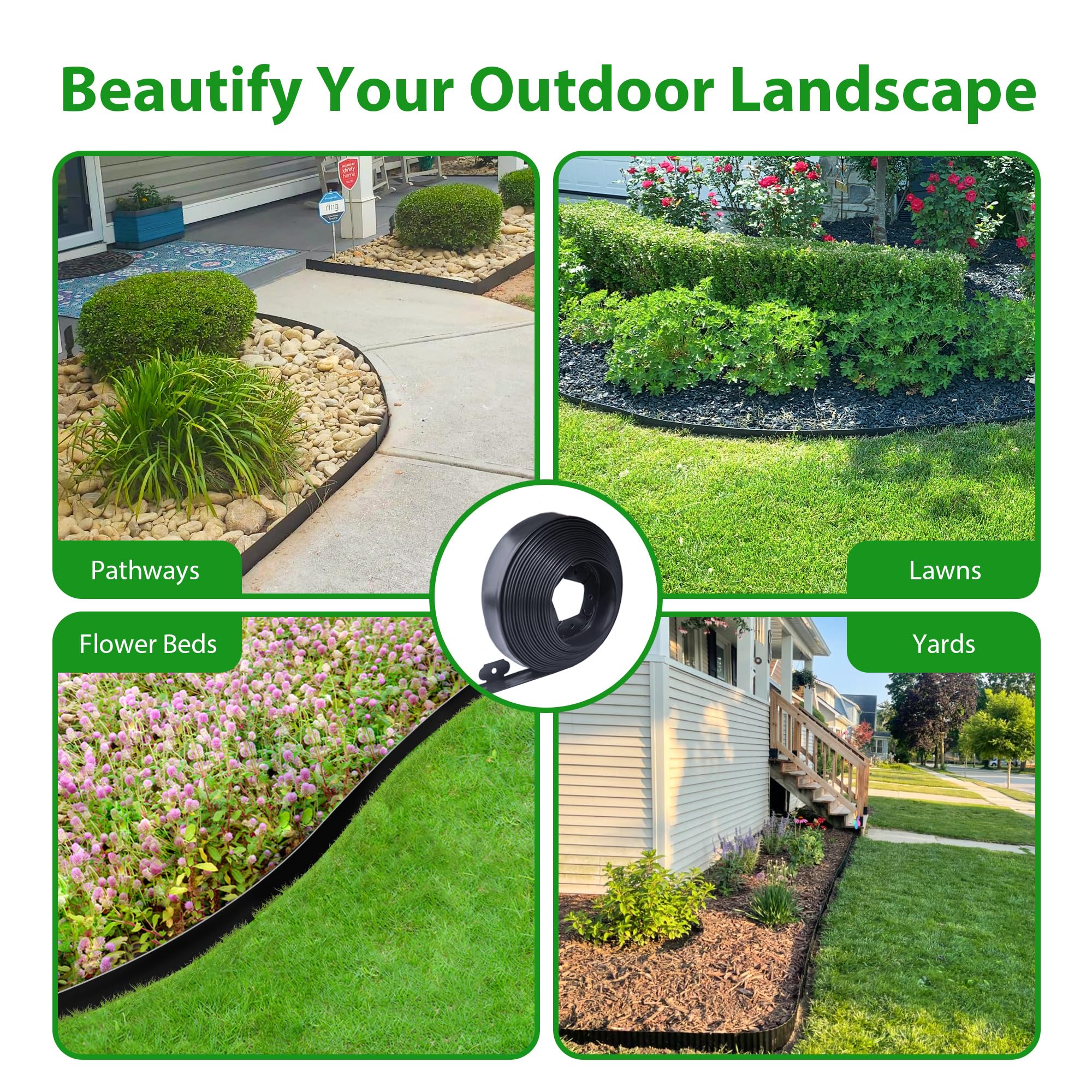 Meoslss installed along flower bed with clean separation improving garden appearance