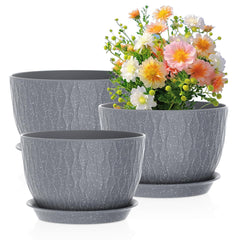 Meowell speckled grey set front view shows modern planters and styling benefit