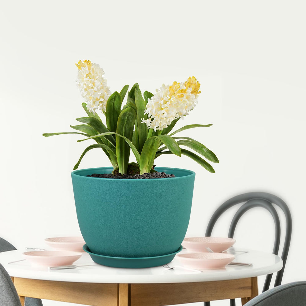 Meowell planter styled on patio showing weather resistance and color impact