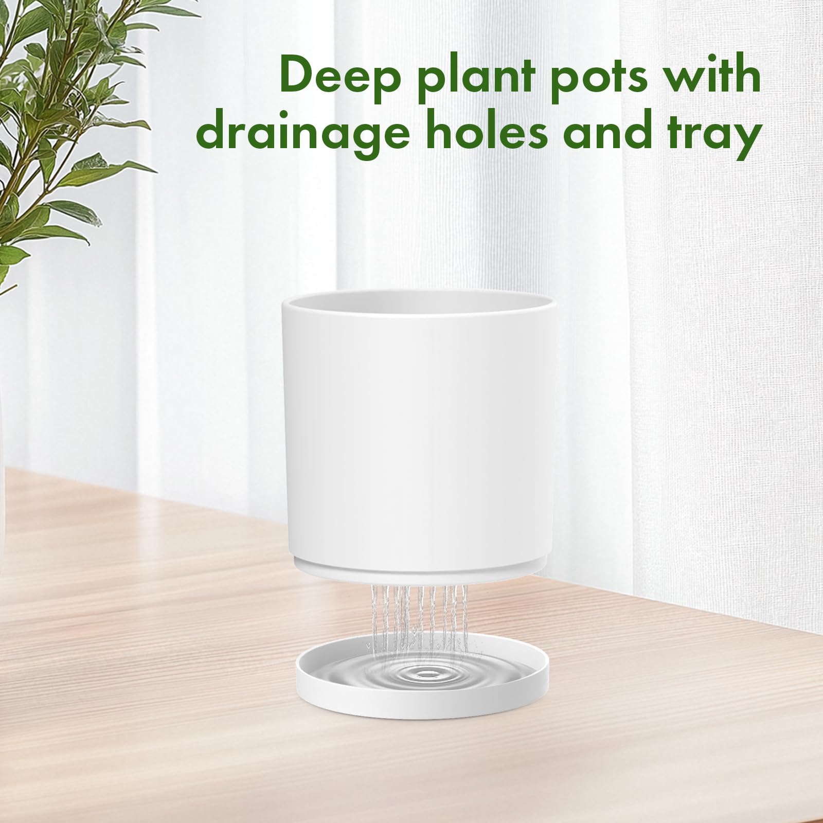 Meowell pots staged on patio with plants, enhancing outdoor decor appeal
