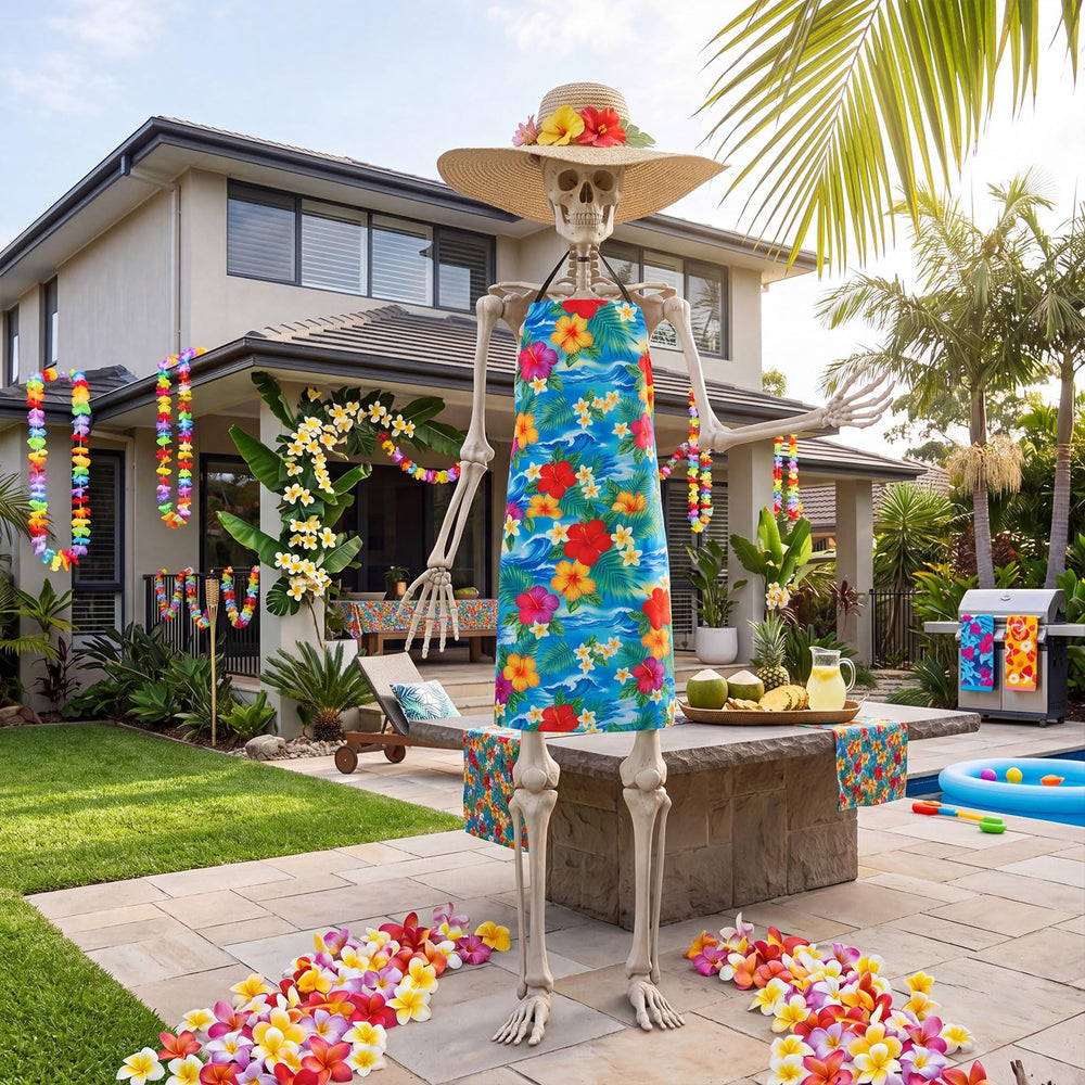Mepase garden display with dressed skeleton creating summer atmosphere
