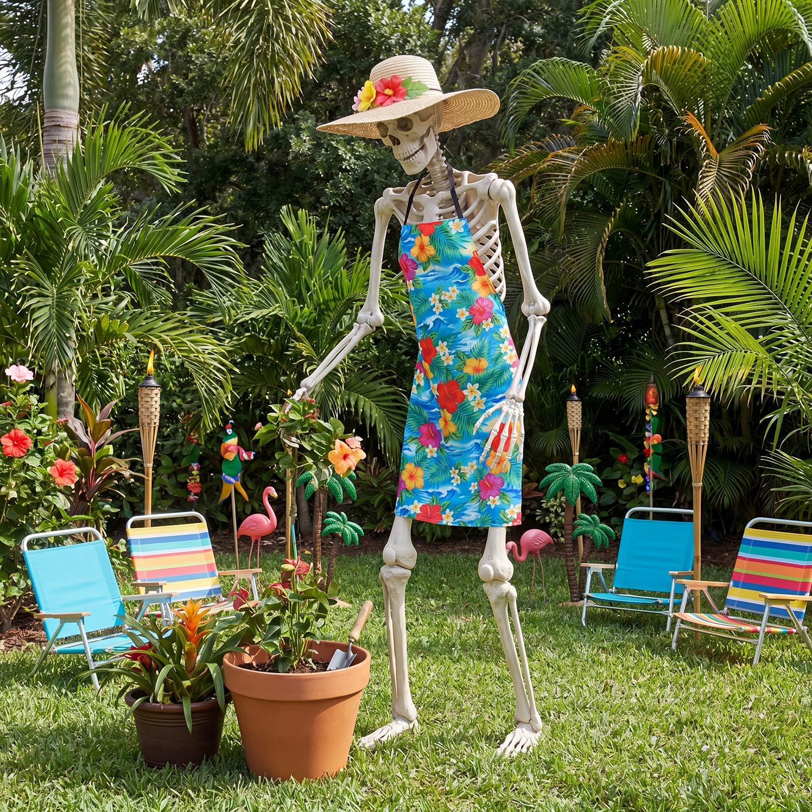 Mepase hat and apron on a 12ft skeleton full view for visual impact