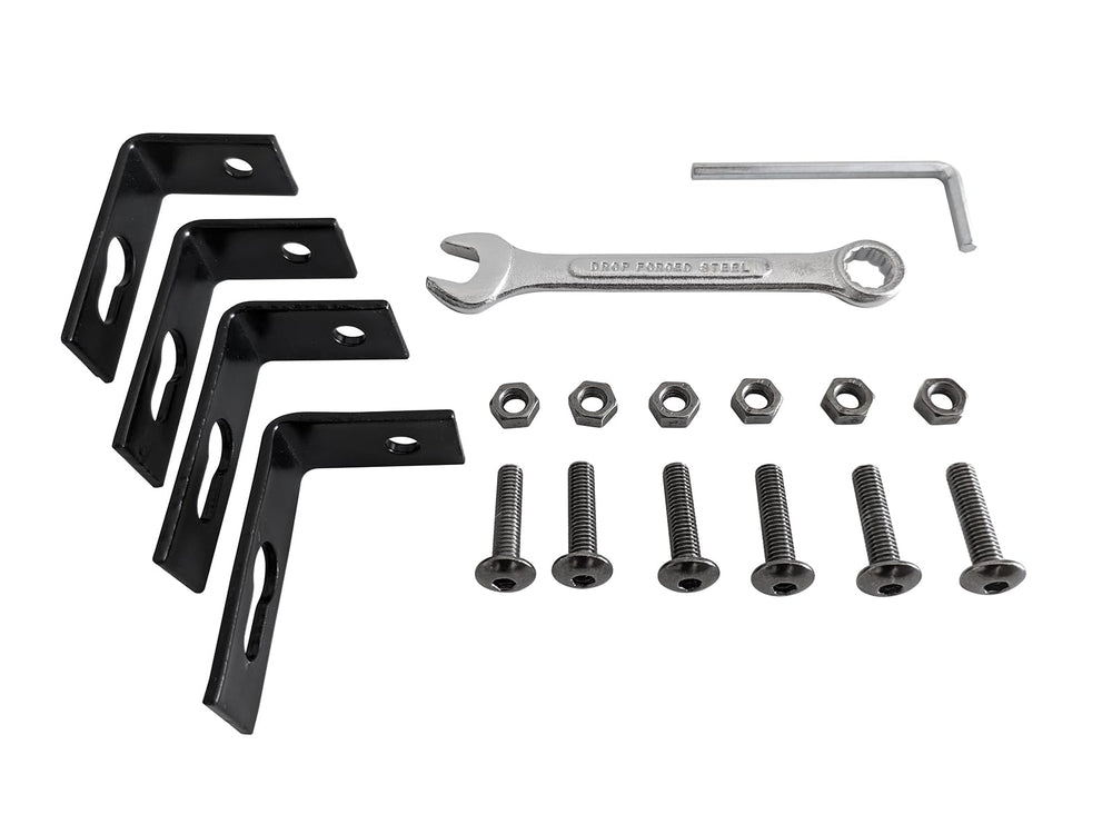 Meranti Home + Garden bottom mounting brackets installed for secure wall attachment