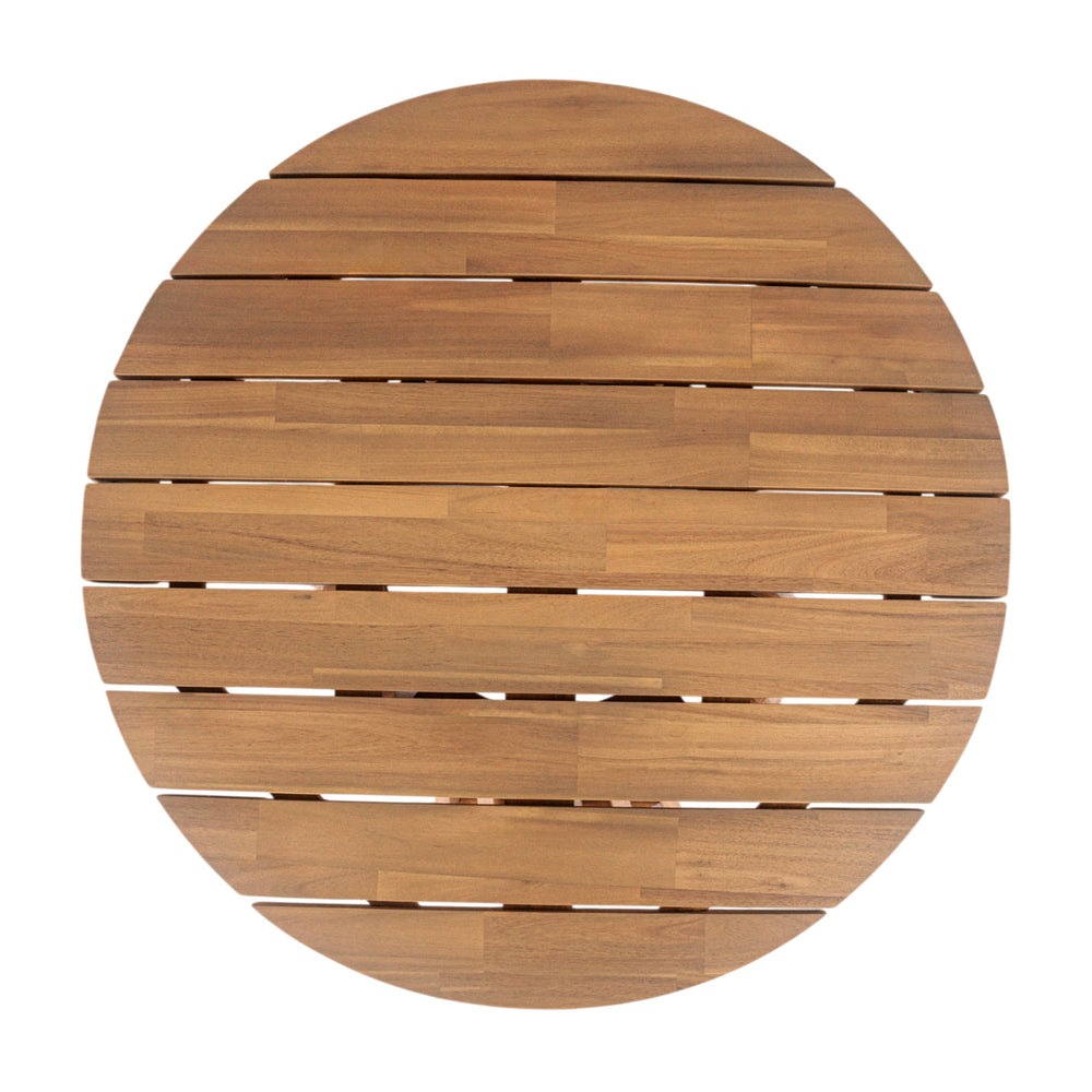 Merax table on balcony illustrating compact footprint and lifestyle use