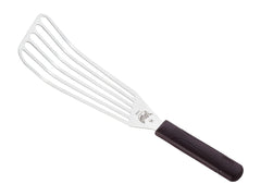 Mercer Hell's Handle blade edge detail highlighting thin precision-ground steel for delicate lifting