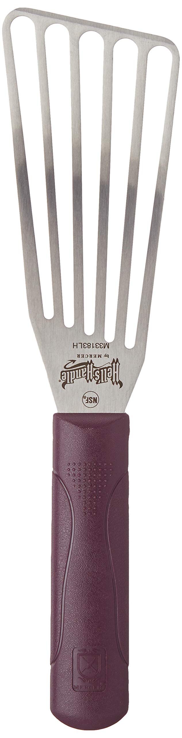 Mercer Culinary Hell's Handle close-up of dual-textured handle for cooler, safer grip