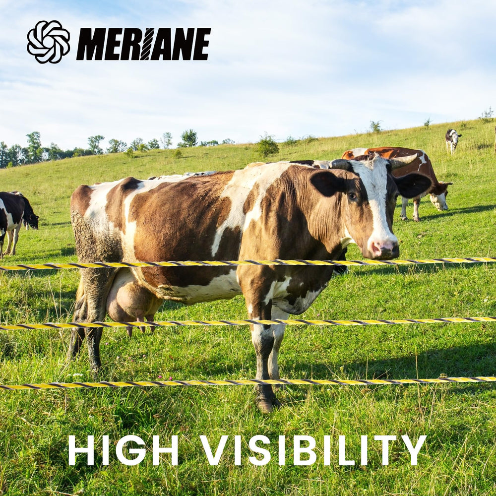 MERIANE electric fence installed on posts showing clear visibility and safety